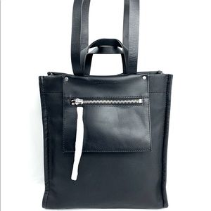 Lucky Brand Soue Unisex Black Leather Large Tote Shoulder Bag Business Travel